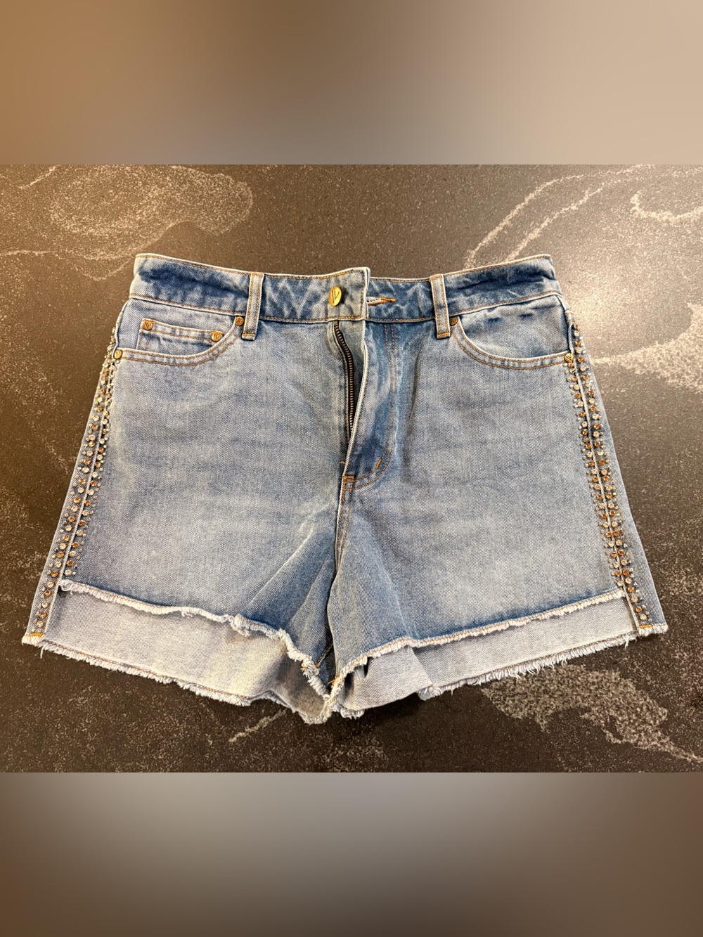 Women’s Light Blue Denim Shorts with Studded Side -NWOT